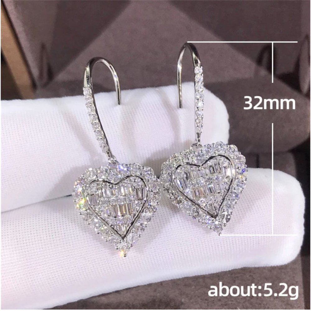 NEW Diamond Heart Drop Earrings - Picture 10 of 12